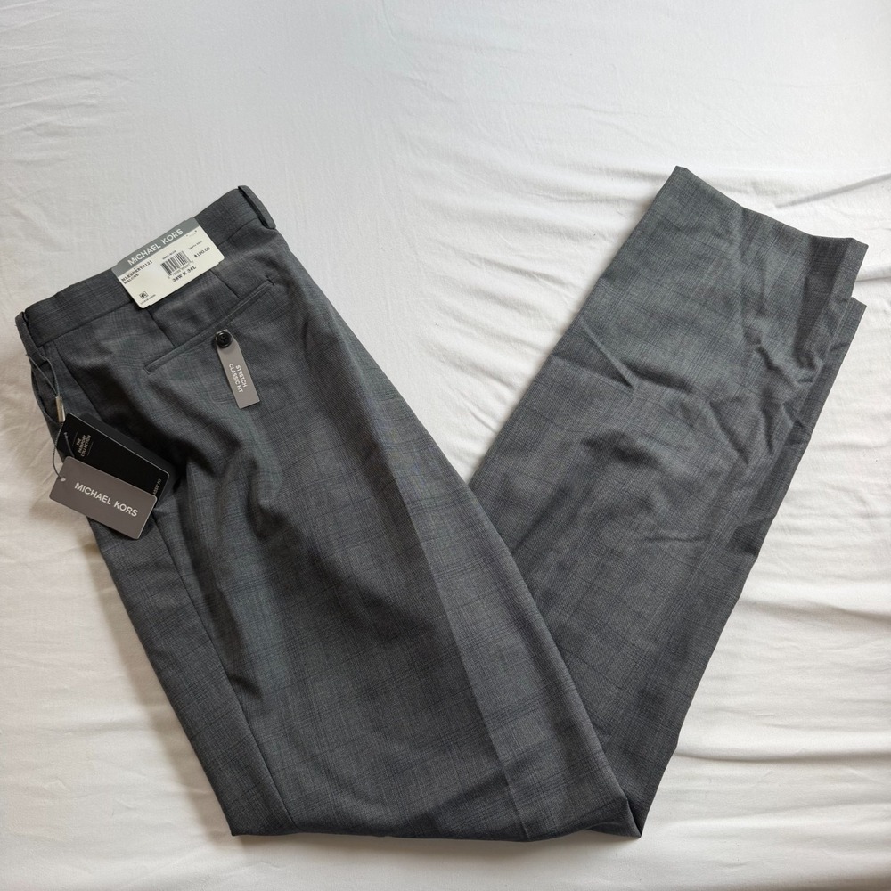 Michael Kors NWT Wool Black Dress Pants Mens 38x34 Stretch Classic fit Slack